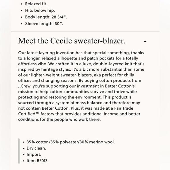 NEW J. Crew Cecile Relaxed Sweater Blazer Sz XXL - Picture 8 of 8